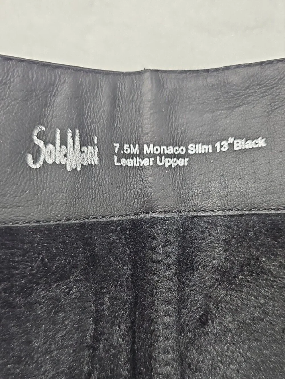SoleMani Monaco Slim Black Leather Knee High‎ Boots 13 Inch Calf Womens 7.5 M